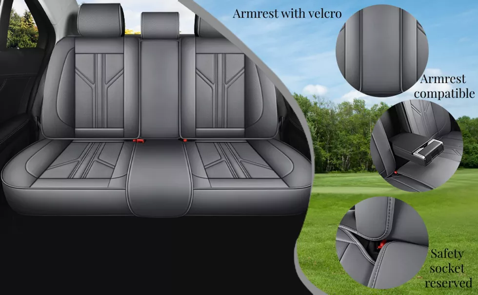 rear split bench faux leather car seat cover